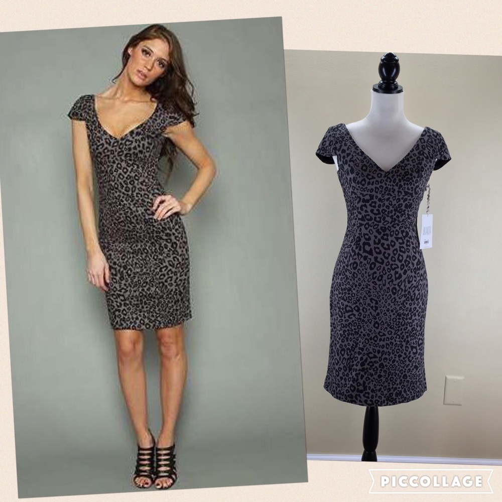 🌸NWT! BB Dakota Grey Leopard Print Bodycon Dress